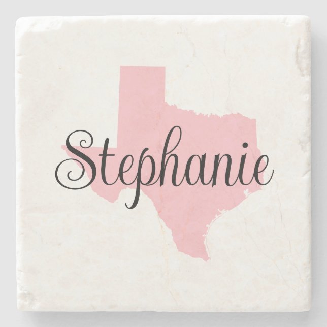 Posavasos De Piedra Nombre de guión rizado Rosa Texas (Anverso)