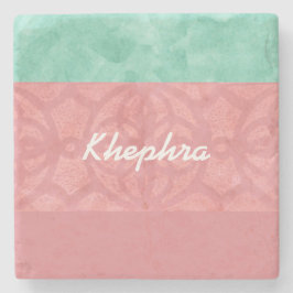 Posavasos De Piedra Nombre De La Batita Rosa Ruddy Y De La Acuarela Az