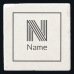 Posavasos De Piedra Nombre de la carta inicial Personalizado moderna<br><div class="desc">Nombre inicial del personalizado. La fuente se puede cambiar haciendo clic en el botón "Editar diseño".</div>