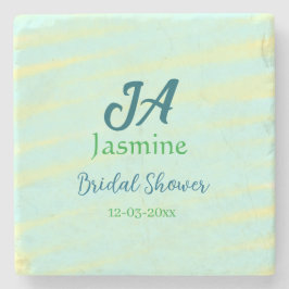 Posavasos De Piedra Nombre de la ducha de novia acuarela pastel azul v