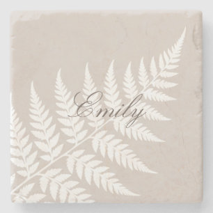 Posavasos De Piedra Nombre de letra cursiva elegante Mocha Taupe White