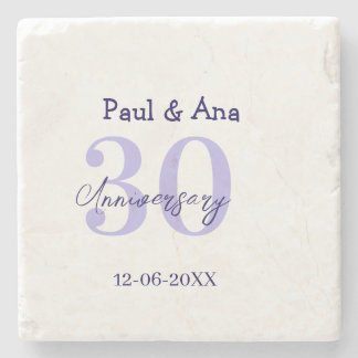 Posavasos De Piedra nombre de letra negrita púrpura 30 aniversario sim
