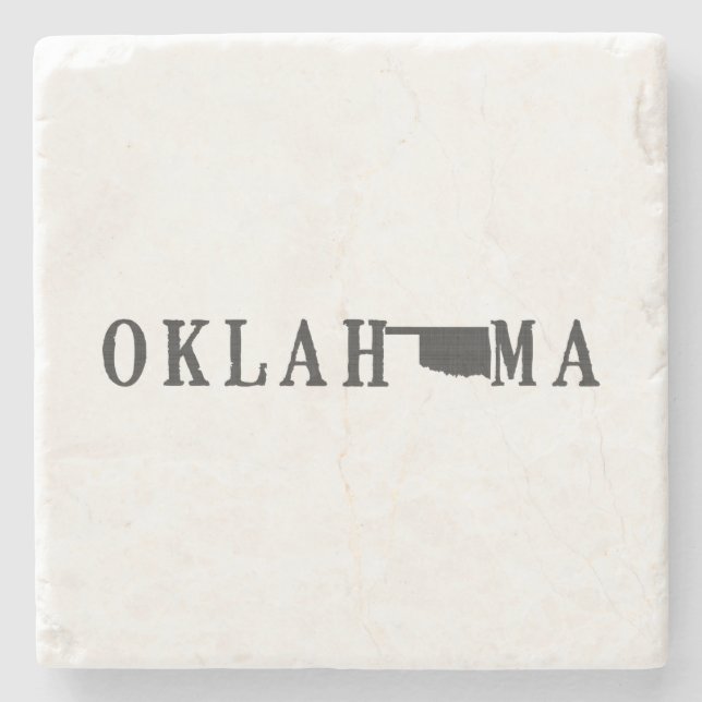 Posavasos De Piedra Nombre de Oklahoma con letra en forma de estado Wo (Anverso)