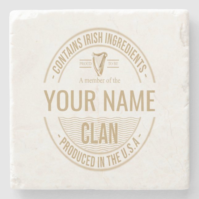 Posavasos De Piedra Nombre del clan familiar irlandés-estadounidense P (Anverso)
