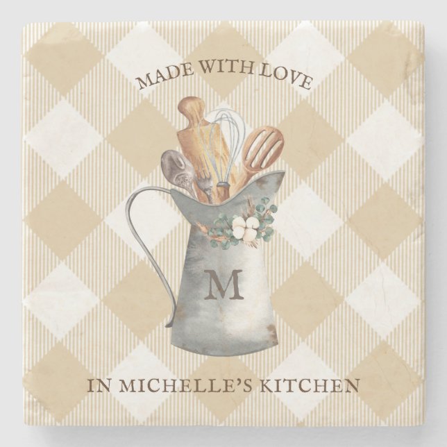 Posavasos De Piedra Nombre del monograma de la granja (Anverso)