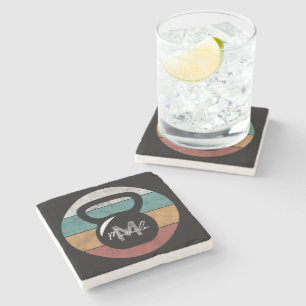 Posavasos De Piedra Nombre del monograma del personalizado del timbre 