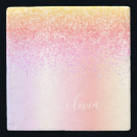 Posavasos De Piedra Nombre del Monograma Metalizado del Purpurina Rain<br><div class="desc">Purpurina De Espuma Metálica De Relieve metalizado Arcoiris Pastel Faux Cepillado Monograma Metalizado Tile De Piedra. Esto hace que la graduación perfecta, dulce cumpleaños de 16 años, boda, ducha de novia, aniversario, ducha de bebé o fiesta de soltera sea un regalo para alguien que ama el lujo glam y los...</div>