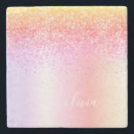 Posavasos De Piedra Nombre del Monograma Metalizado del Purpurina Rain<br><div class="desc">Purpurina De Espuma Metálica De Relieve metalizado Arcoiris Pastel Faux Cepillado Monograma Metalizado Tile De Piedra. Esto hace que la graduación perfecta, dulce cumpleaños de 16 años, boda, ducha de novia, aniversario, ducha de bebé o fiesta de soltera sea un regalo para alguien que ama el lujo glam y los...</div>