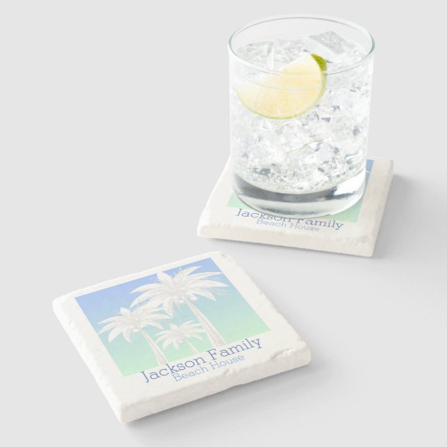 Posavasos De Piedra Nombre del ómbre del cielo verde azul de la costa  (Lateral)