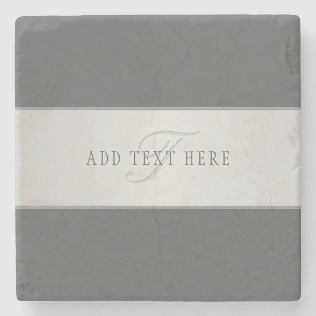Posavasos De Piedra Nombre elegante y letra de monograma (u otro texto (Anverso)
