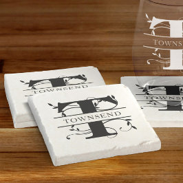 Posavasos De Piedra Nombre inicial del monograma botánico negrita