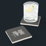 Posavasos De Piedra Nombre inicial del monograma personalizado del per<br><div class="desc">La montaña rusa clásica de bebidas cuenta con su monograma inicial y su nombre familiar,  hermosa decoración personalizada de casa o regalar como regalo! Cambia los colores para que coincidan con la decoración.</div>