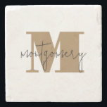 Posavasos De Piedra Nombre inicial del monograma personalizado del per<br><div class="desc">La montaña rusa clásica de bebidas cuenta con su monograma inicial y su nombre familiar,  hermosa decoración personalizada de casa o regalar como regalo! Cambia los colores para que coincidan con la decoración.</div>