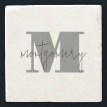 Posavasos De Piedra Nombre inicial del monograma personalizado del per<br><div class="desc">La montaña rusa clásica de bebidas cuenta con su monograma inicial y su nombre familiar,  hermosa decoración personalizada de casa o regalar como regalo! Cambia los colores para que coincidan con la decoración.</div>
