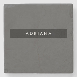 Posavasos De Piedra Nombre Minimalista profesional gris negro claro