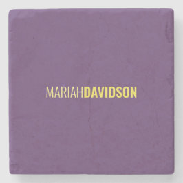 Posavasos De Piedra Nombre minimalista Profesional Índigo y Amarillo