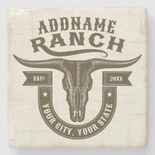 Posavasos De Piedra NOMBRE Personalizado Bull Steer Skull Western Ranc