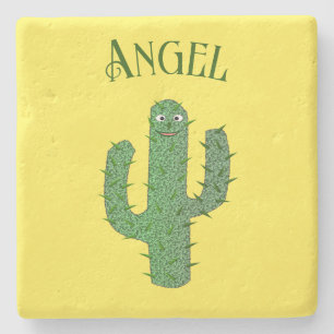Posavasos De Piedra Nombre personalizado de Cactus Happy Day of the De