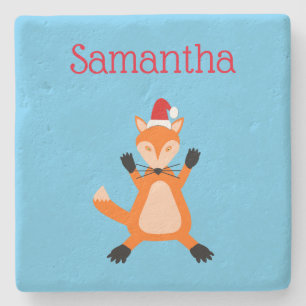 Posavasos De Piedra Nombre personalizado de Fox Navidades de corte