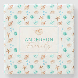 Posavasos De Piedra Nombre personalizado de la familia de conchas mari