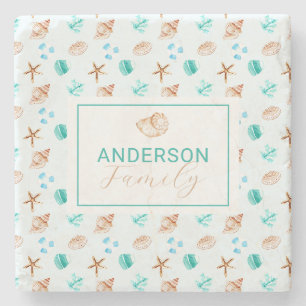 Posavasos De Piedra Nombre personalizado de la familia de conchas mari