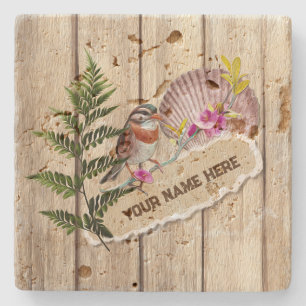 Posavasos De Piedra Nombre personalizado de pintura de aceite de mader