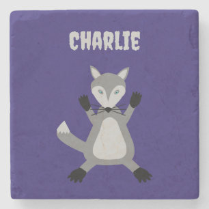 Posavasos De Piedra Nombre personalizado del lobo de trillado de Hallo