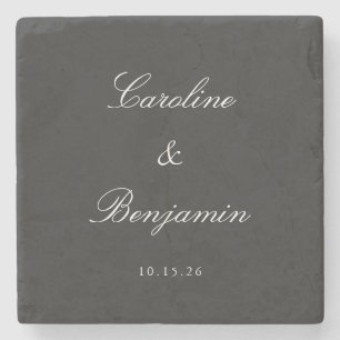Posavasos De Piedra Nombre personalizado elegante de la boda del guión