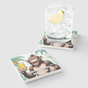 Posavasos De Piedra Nombre personalizado / Fiesta de texto Animal