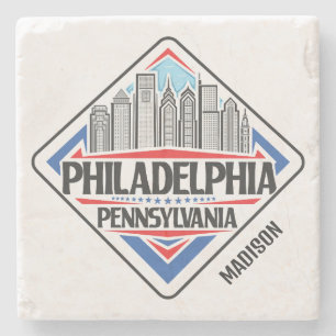 Posavasos De Piedra Nombre personalizado Filadelfia Pennsylvania