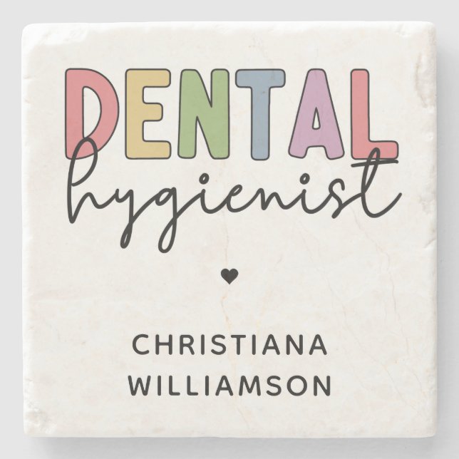 Posavasos De Piedra Nombre personalizado Higienista dental Regalos RDH (Anverso)