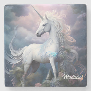 Posavasos De Piedra Nombre personalizado lindo unicornio