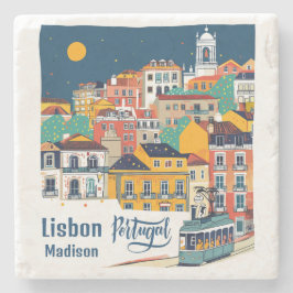 Posavasos De Piedra Nombre personalizado Lisboa Portugal
