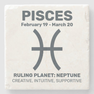 Posavasos De Piedra Nombre personalizado / Rótulo de texto Zodiaco Pis