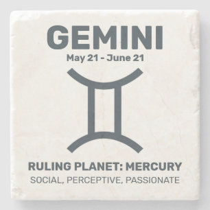 Posavasos De Piedra Nombre personalizado / Texto Rótulo zodiaco Gemini