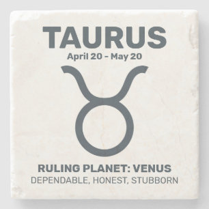 Posavasos De Piedra Nombre personalizado / Texto Tauro de Rótulo Zodia