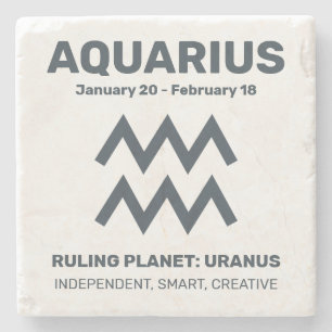 Posavasos De Piedra Nombre personalizado / Texto Zodiac Rótulo Acuario