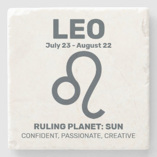 Posavasos De Piedra Nombre personalizado / Texto Zodiac Rótulo Leo