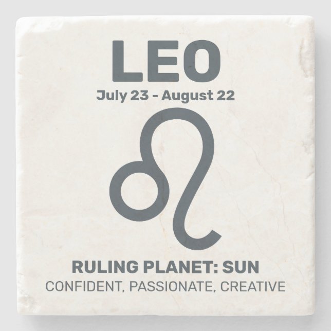 Posavasos De Piedra Nombre personalizado / Texto Zodiac Rótulo Leo (Anverso)