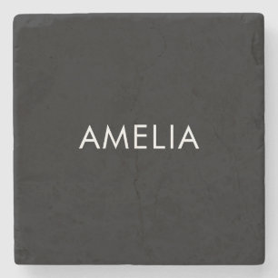 Posavasos De Piedra Nombre sencillo del profesional Minimalista negro
