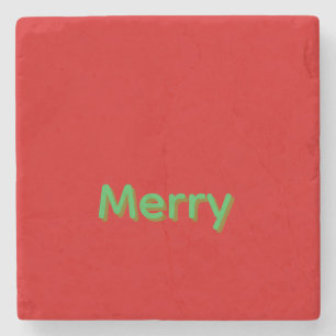 Posavasos De Piedra Nombre verde alegre sobre rojo
