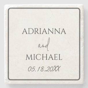 Posavasos De Piedra Nombre y fecha de la pareja Boda Keepsake