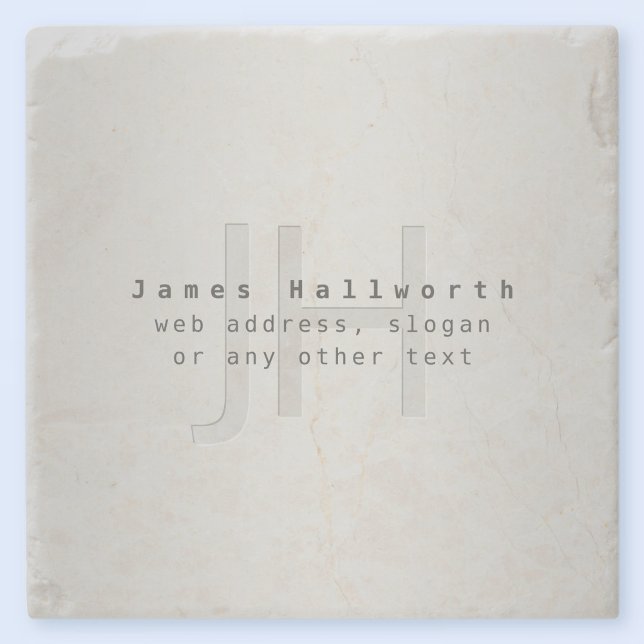 Posavasos De Piedra Nombre y lema modificable moderno | Gradiente gris (Subido por el creador)