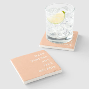 Posavasos De Piedra Nombres de miembros de la familia Peach Minimalist