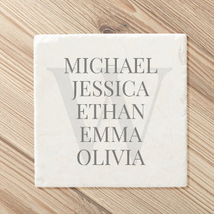 Posavasos De Piedra Nombres modernos de familia de monogramas personal