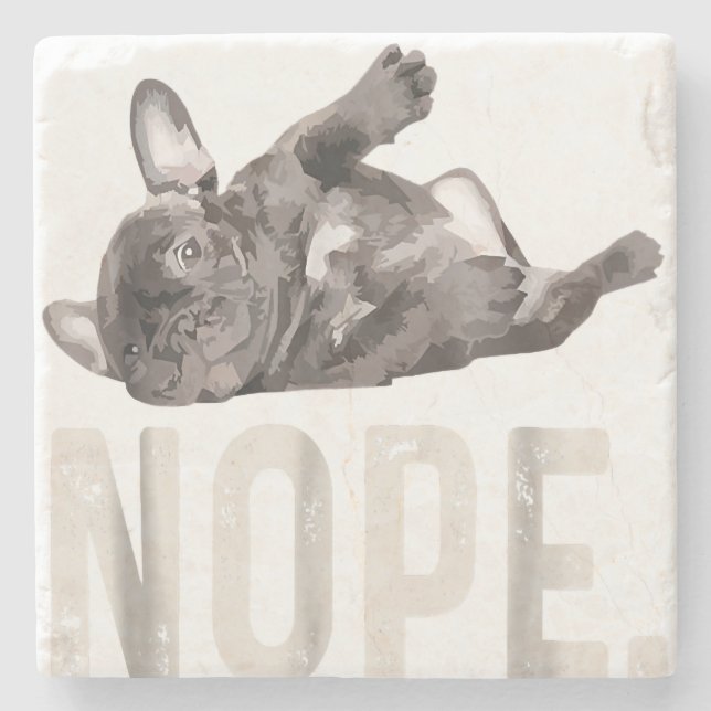 Posavasos De Piedra Nope Lazy Bulldog francés Lover Gift (Anverso)