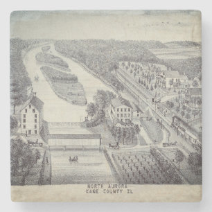 Posavasos De Piedra Nord Aurora Illinois Stone Lithograph 1871 Art