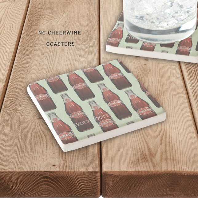 Posavasos De Piedra North Carolina Cheerwine Stone Coaster (Nostalgic Cheerwine soda from North Carolina, personalized coasters)
