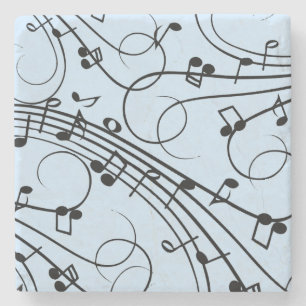 Posavasos De Piedra Notas de Música Elegantes Azules
