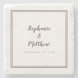 Posavasos De Piedra Novia y Novio Pareja Púrpura Simple Elegante